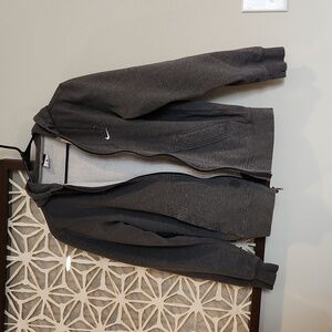 Nike Dark Gray Zip-Up Hoodie with White Swoosh